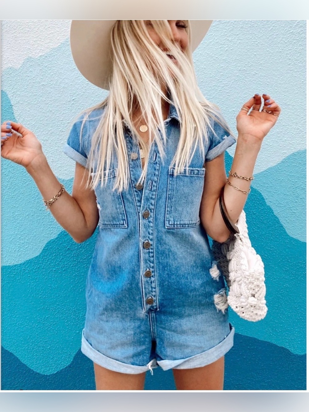 Show your Mumu Range Denim Romper size medium